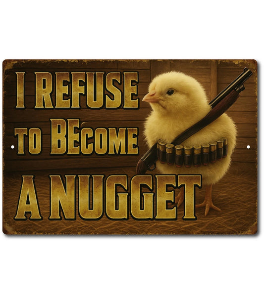 Funny Farm Chicken Door Mounted Vintage Retro Novelty Aluminum Sign — product artwork