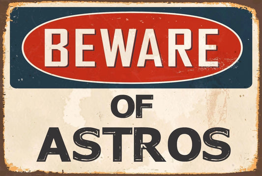 Novelty Sticker Tiger Beware of Astros Funny Aluminum Sign — product artwork