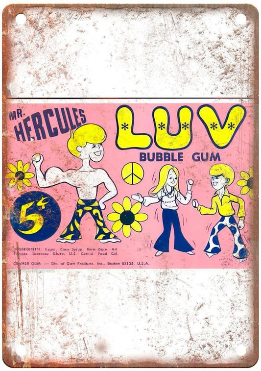 Mr. Hercules Luv Bubble Gum Vintage Aluminum Sign — product artwork
