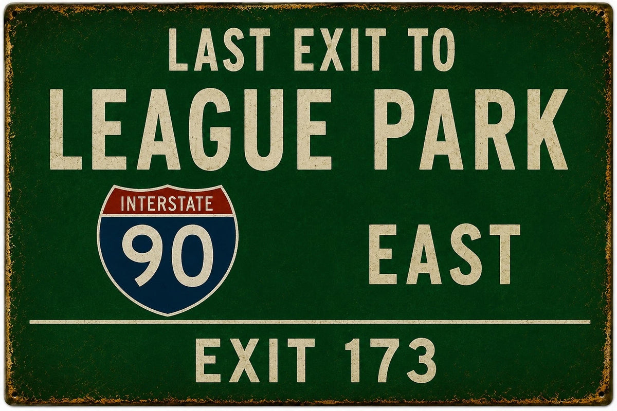 Last Exit to League Park Aluminum Sign — product artwork