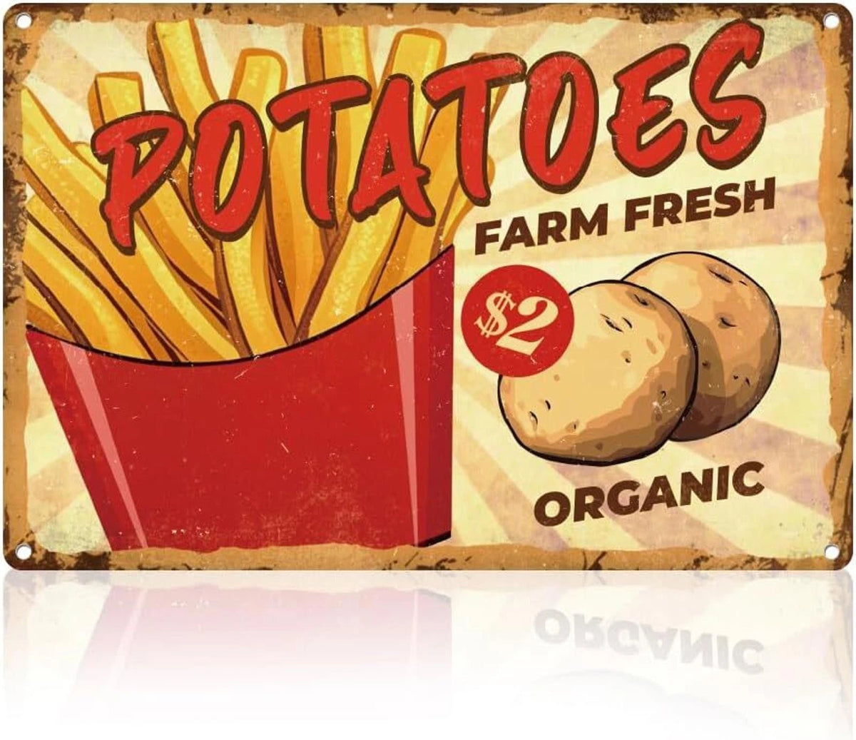 Farm Fresh Potatoes Funny Kitchen Aluminum Sign — product artwork