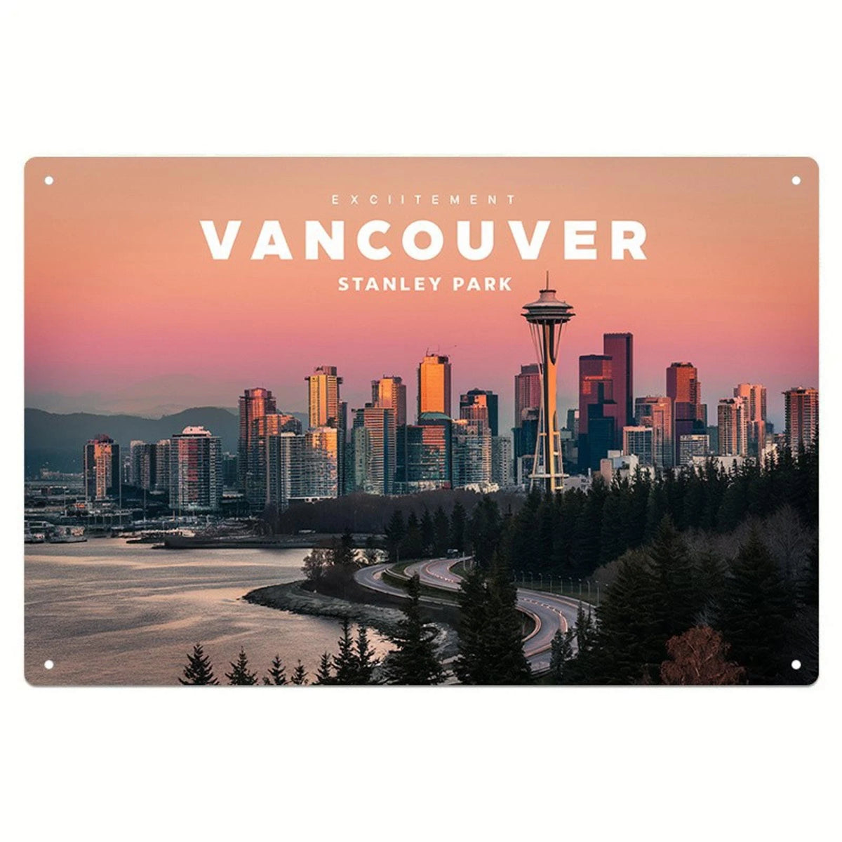 Vancouver Skyline Funny Retro Travel Aluminum Sign — product artwork