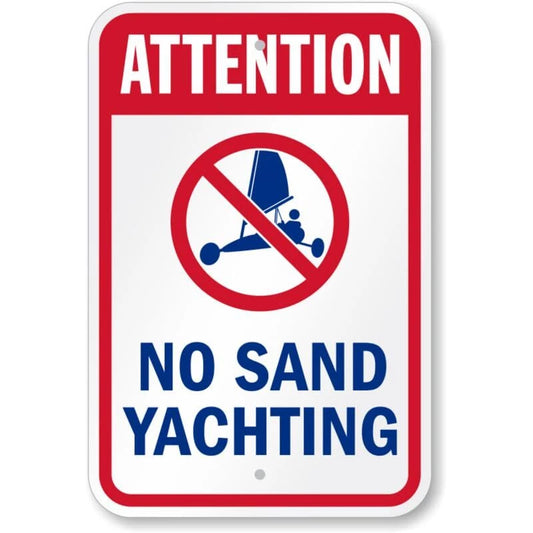 Attention No Sand Yachting Water Safety Aluminum Sign — product artwork