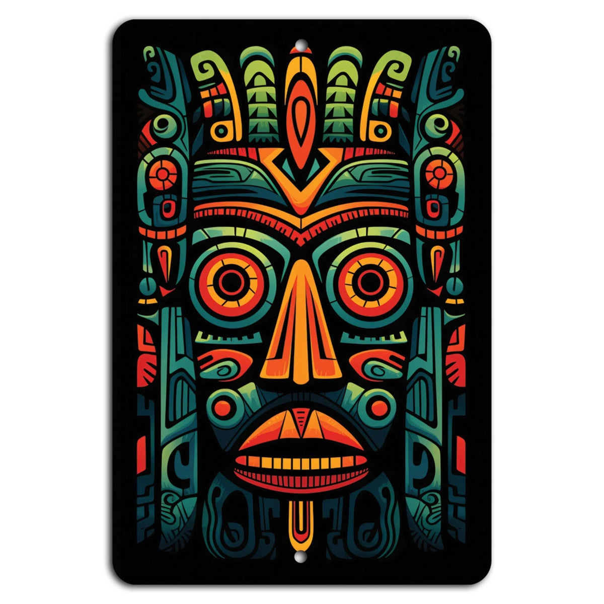 Tribal Mask Handmade Decorative Modern Art Aluminum Sign — product artwork