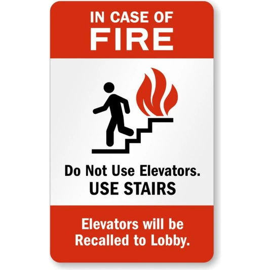 In Case of Fire Use Stairs Aluminum Sign — product artwork