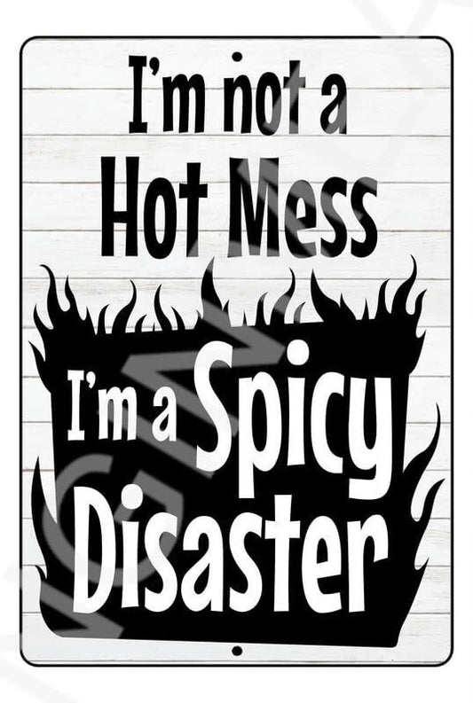 Spicy Disaster Funny Gift Aluminum Sign — product artwork