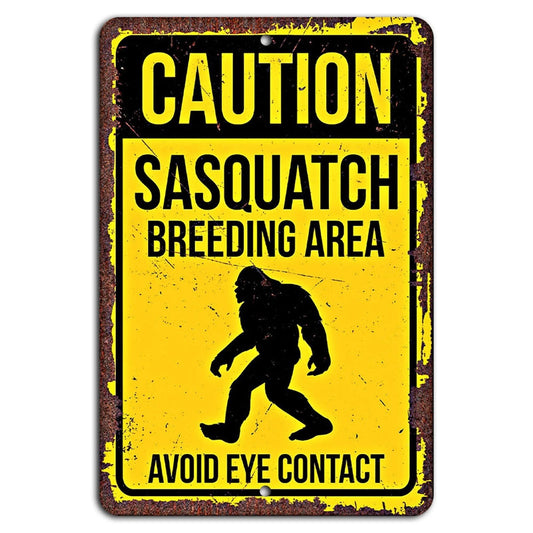 Caution Sasquatch Breeding Area Avoid Eye Contact Aluminum Sign — product artwork
