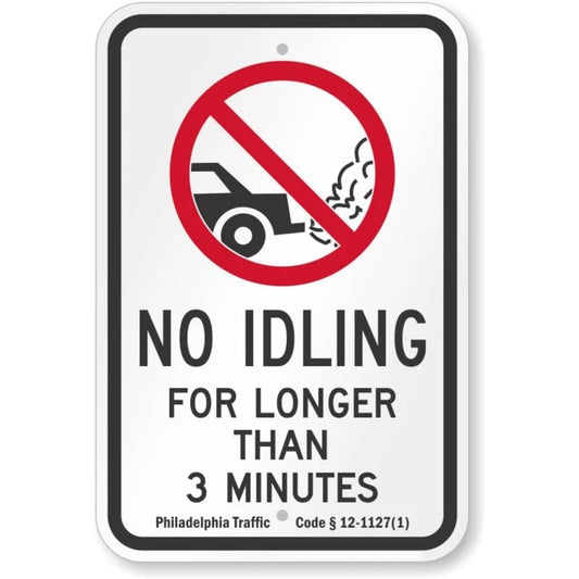 Philadelphia Three-Minute No Idling Aluminum Sign — product artwork