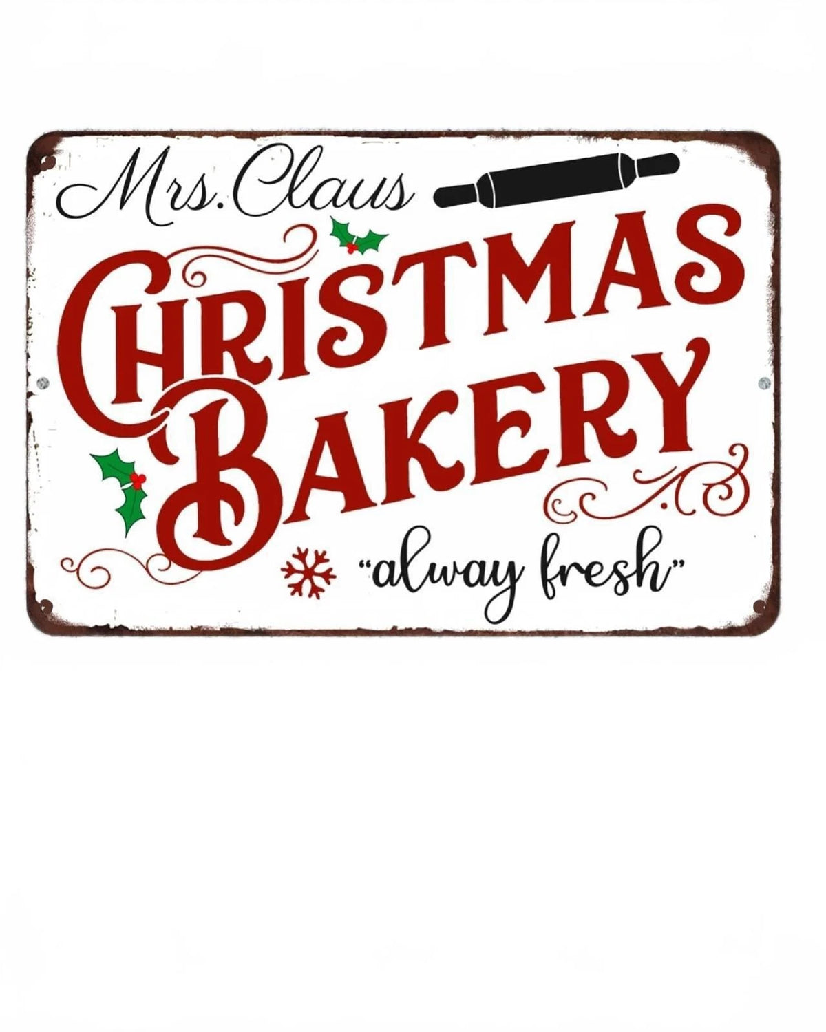 Christmas Bakery Mrs Claus Door Mounted Aluminum Sign — product artwork