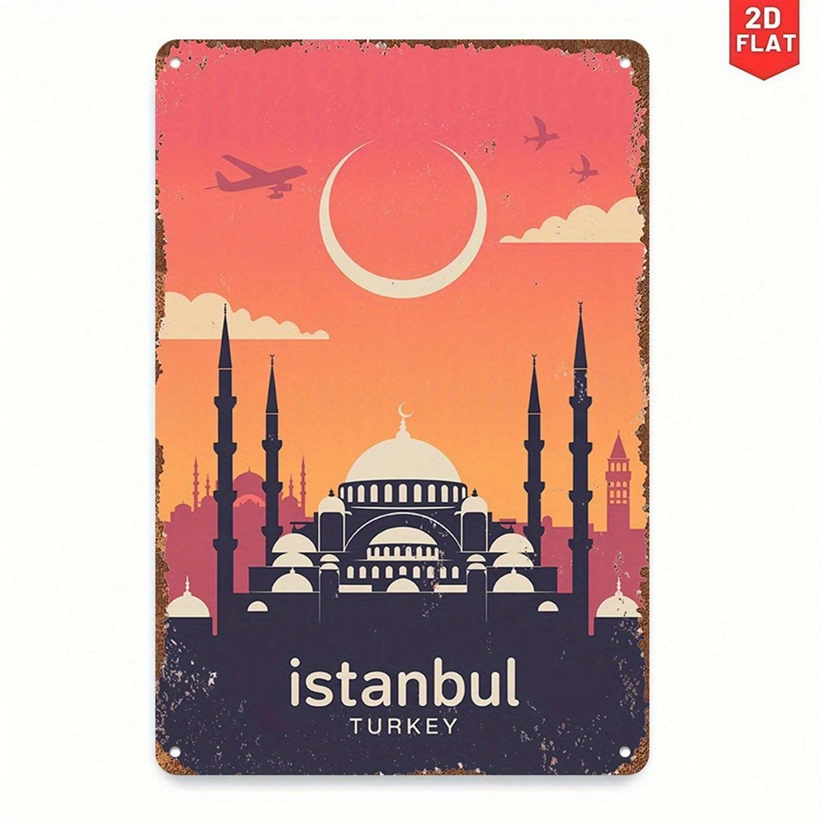 Istanbul Vintage Skyline Travel Funny Art Aluminum Sign — product artwork
