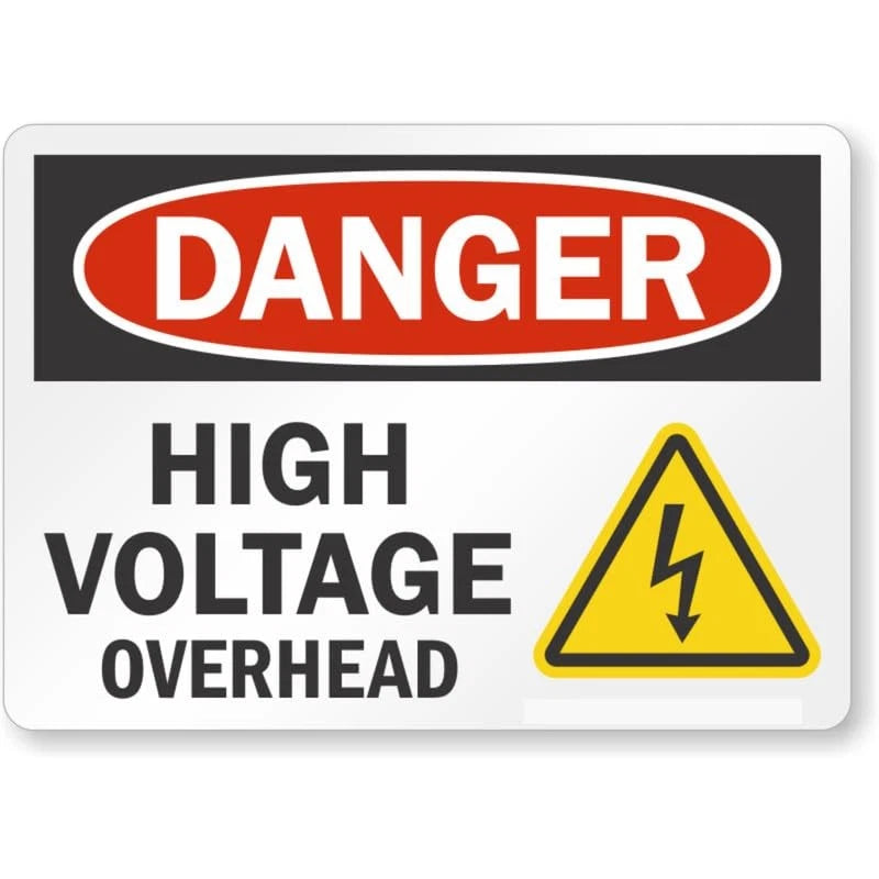 High Voltage Overhead Danger Aluminum Sign — product artwork