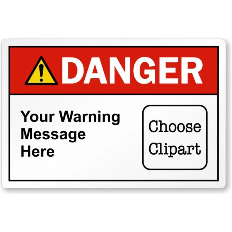 Danger ANSI Safety Warning Custom Aluminum Sign — product artwork