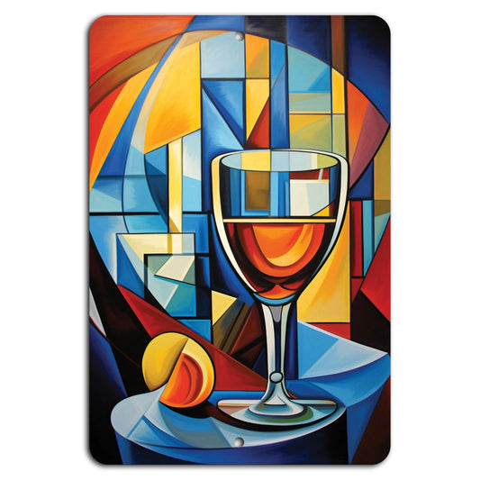 Geometric Abstract Wine Glass Art Aluminum Sign — product artwork