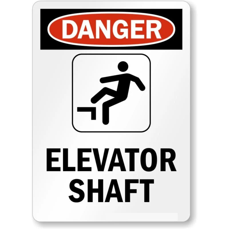 Elevator Shaft Danger Safety Aluminum Sign — product artwork