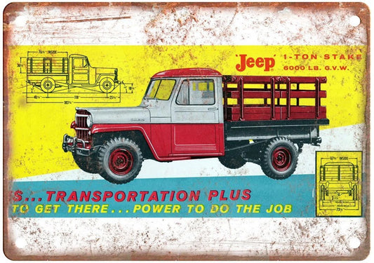 Willys Jeep 1956 Vintage Stake Truck Reproduction Aluminum Sign — product artwork
