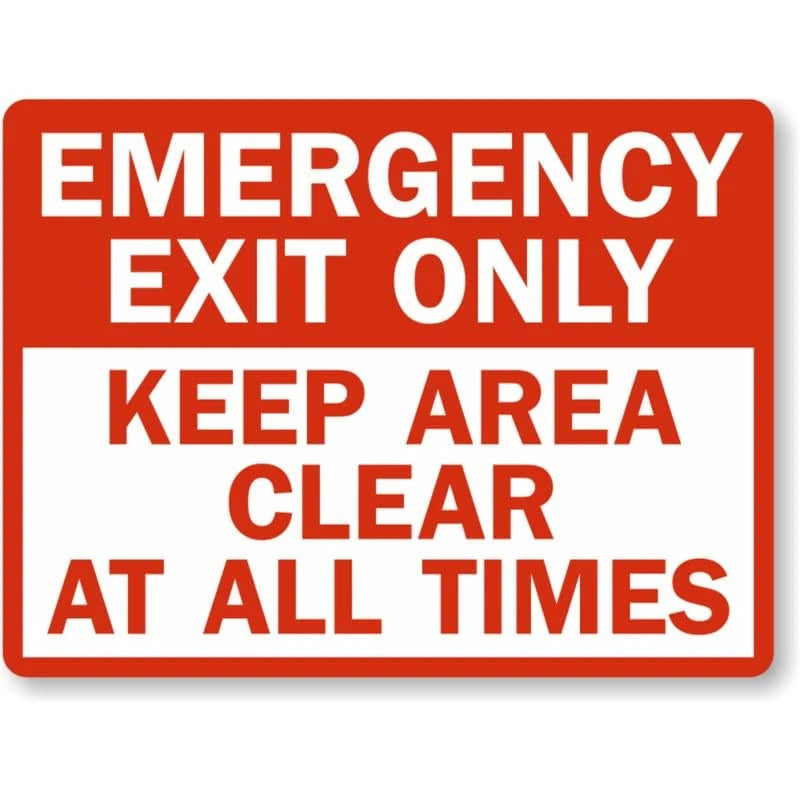 Fire Emergency Exit Area Clear Aluminum Sign — product artwork