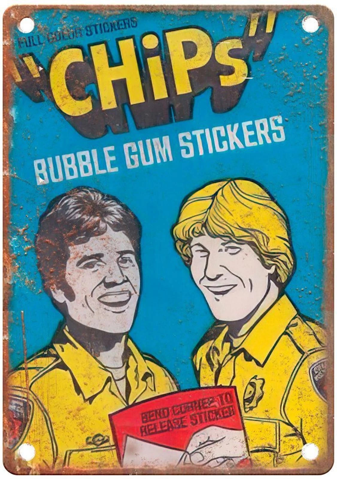 CHiPs Bubble Gum Stickers Vintage Aluminum Sign — product artwork