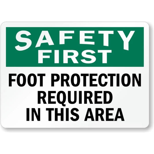 Foot Protection Safety First Aluminum Sign — product artwork