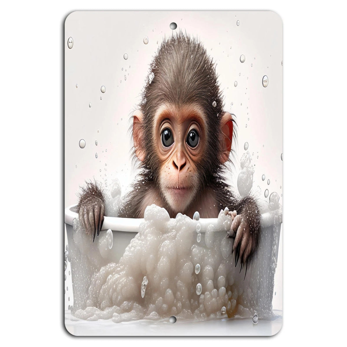 Monkey Bubble Bath Vertical Fun Aluminum Sign — product artwork