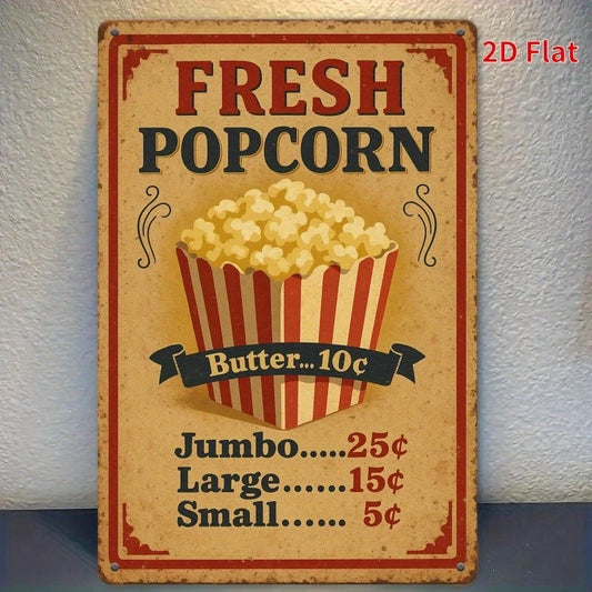 Vintage Popcorn Movie Theater Aluminum Sign — product artwork