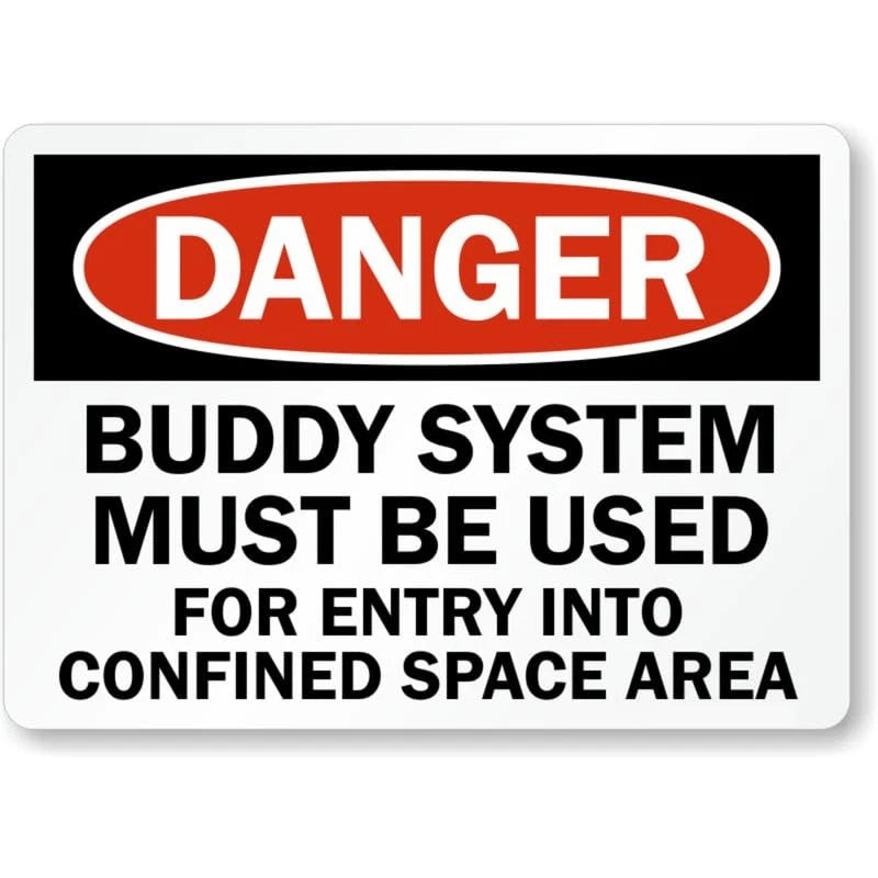 Buddy System Danger Holes Aluminum Sign — product artwork