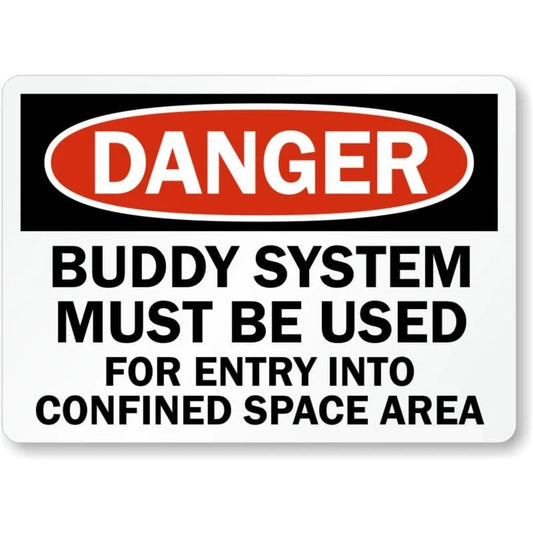 Buddy System Danger Holes Aluminum Sign — product artwork