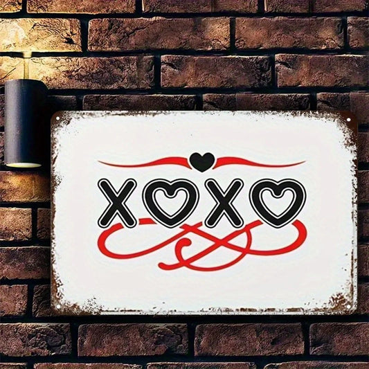 Retro 'XOXO' Love Symbol Romantic Bedroom Wall Aluminum Sign — product artwork