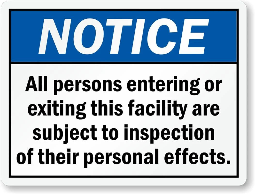 Inspection Business Safety Notice Aluminum Sign — product artwork