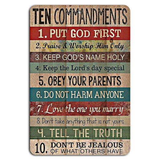 Ten Commandments Rustic Vintage Wall Art Aluminum Sign — product artwork
