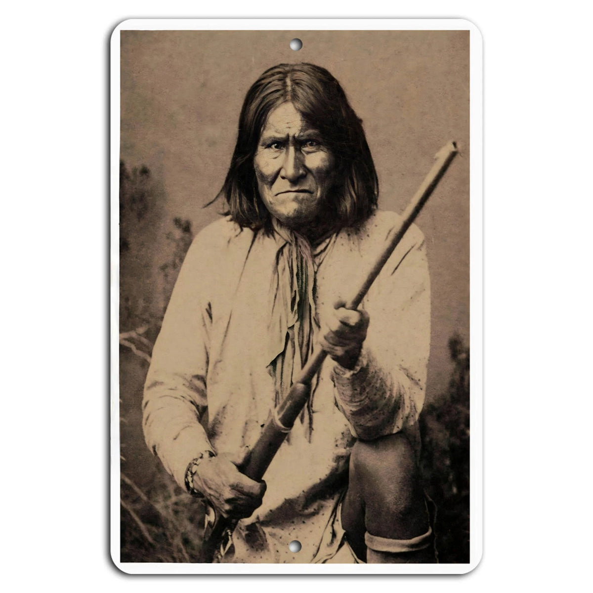 Warrior Portrait Vintage Rustic Aluminum Sign — product artwork