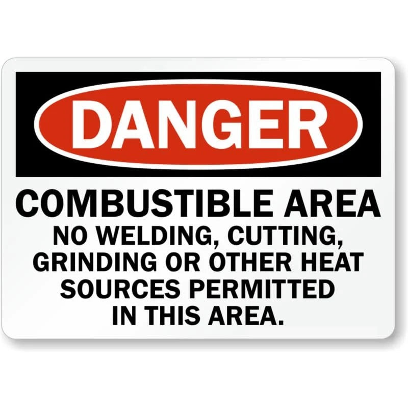 Danger Combustible Area Safety Aluminum Sign — product artwork