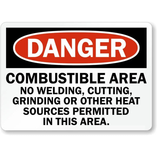 Danger Combustible Area Safety Aluminum Sign — product artwork