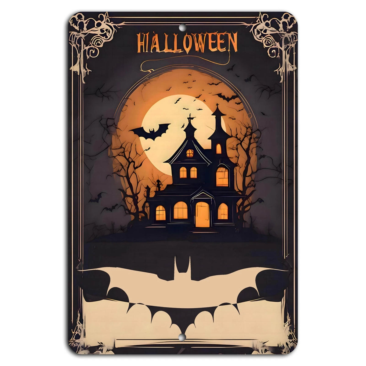 Halloween Haunted Vintage Aluminum Sign — product artwork