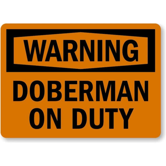 Doberman Warning Dog Yard Aluminum Sign — product artwork