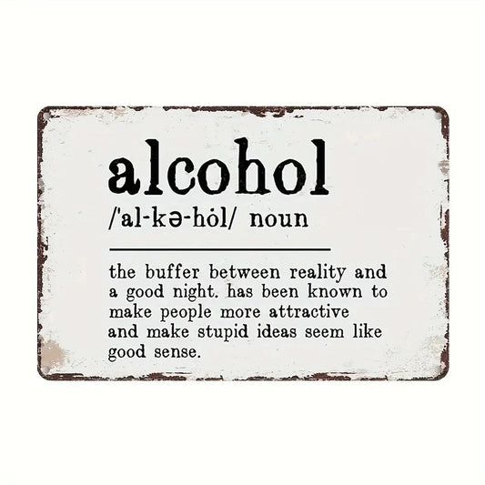 Alcohol Vintage Definition Funny Drinking Humor Aluminum Sign — product artwork
