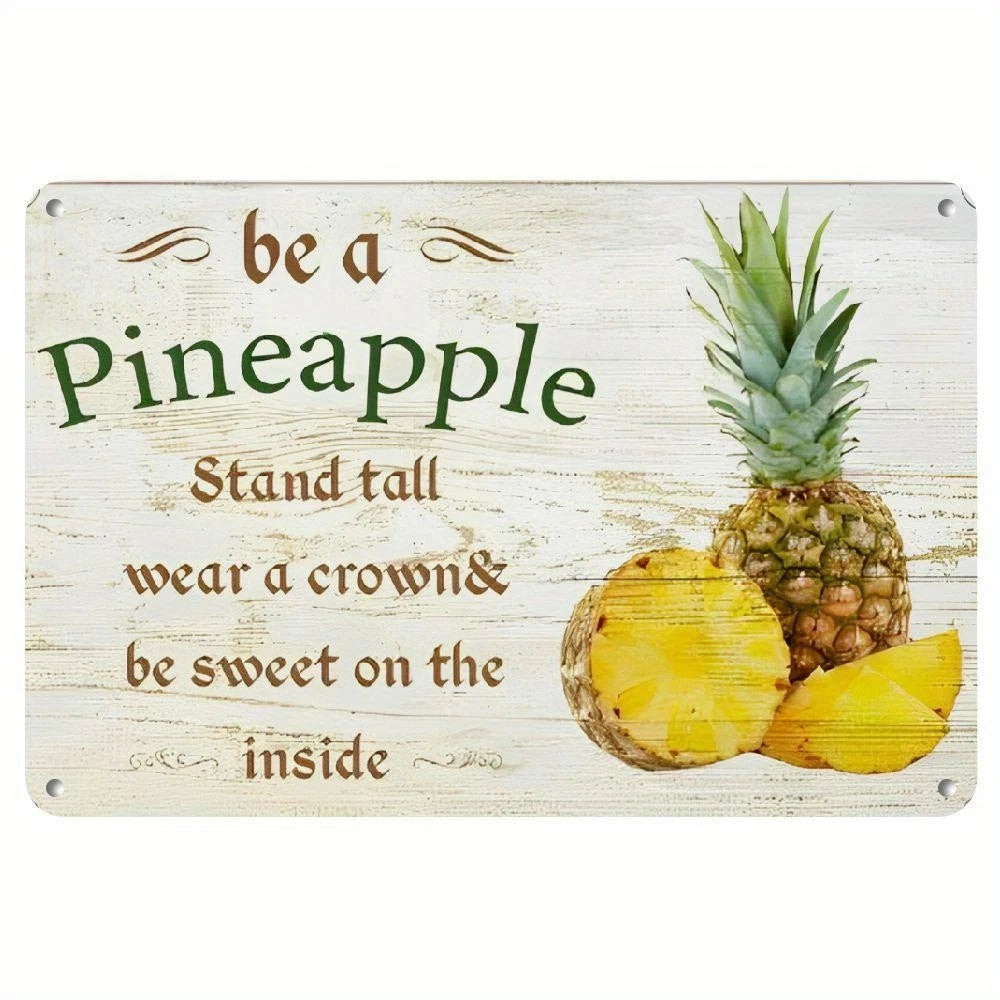 Pineapple Embrace Vintage Funny Aluminum Sign — product artwork