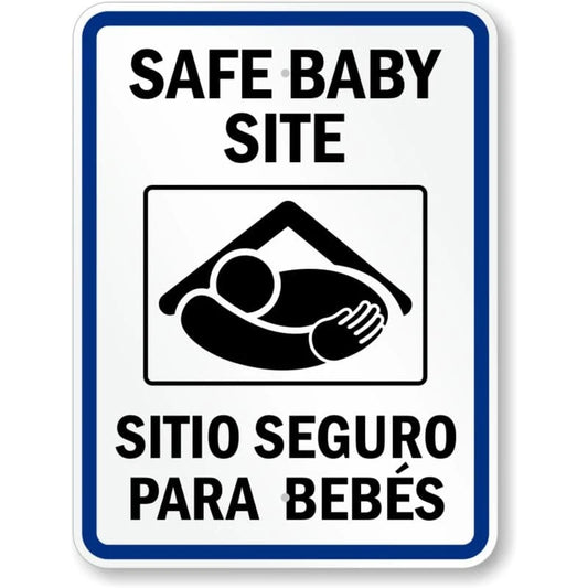 Bilingual Safe Baby Site Aluminum Sign — product artwork