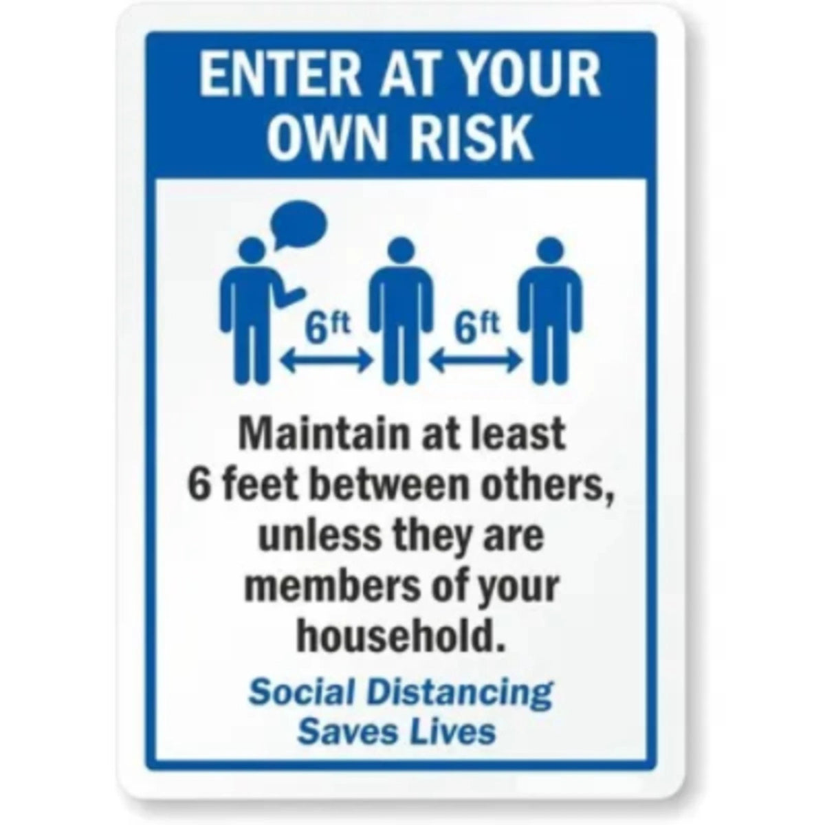 Maintain at Least 6 Feet Distance Pool Rules Aluminum Sign — product artwork