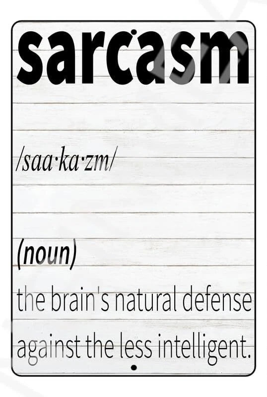 Sarcasm Defense Funny Aluminum Sign — product artwork