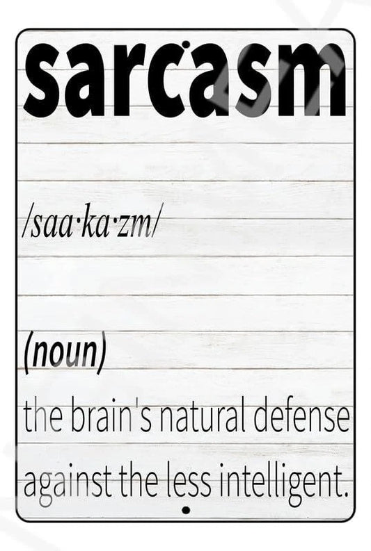 Sarcasm Defense Funny Aluminum Sign — product artwork