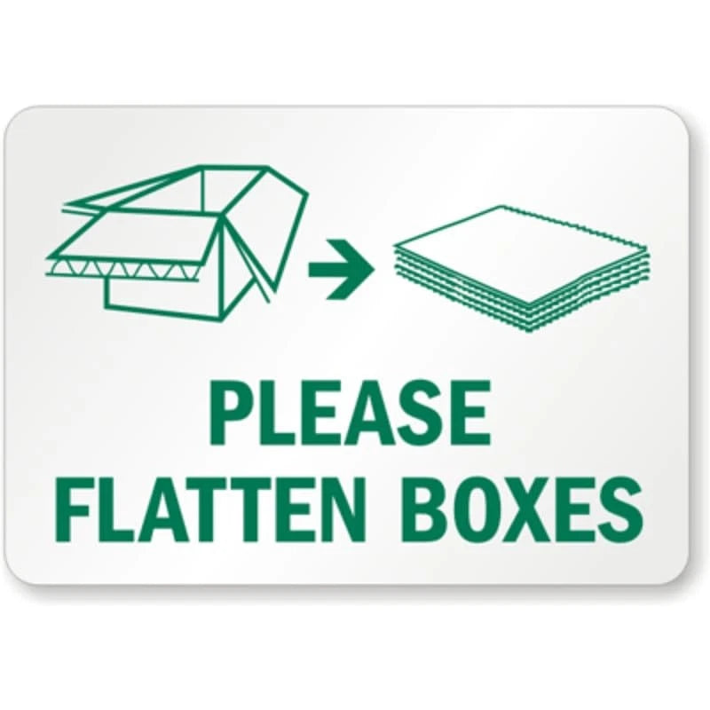 Flatten Boxes Graphic Recycling Aluminum Sign — product artwork