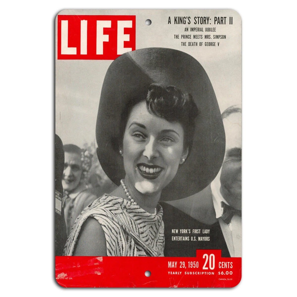 Vintage LIFE Magazine 1950 New York First Lady Aluminum Sign — product artwork