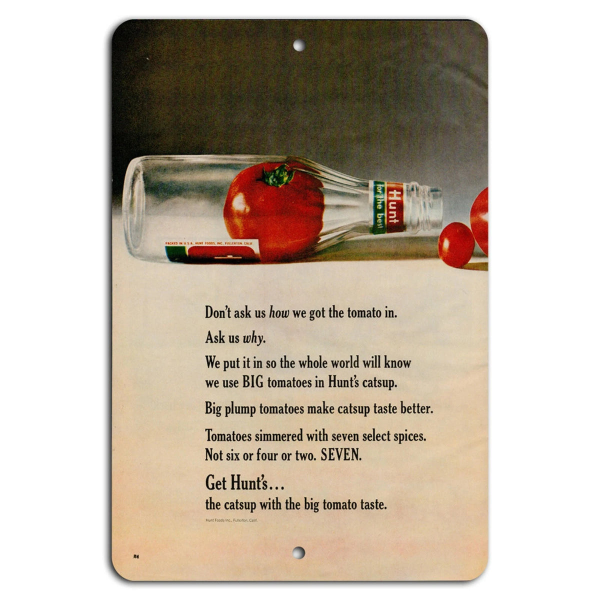 Vintage Hunt's Catsup Retro Ad Mid Century Kitchen Aluminum Sign — product artwork