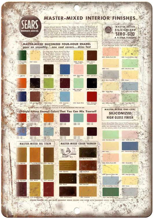 Sears Roebuck Color Chart Vintage Style Aluminum Sign — product artwork