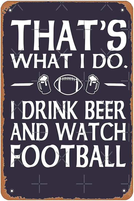 Beer Football Funny Wall Aluminum Sign — product artwork