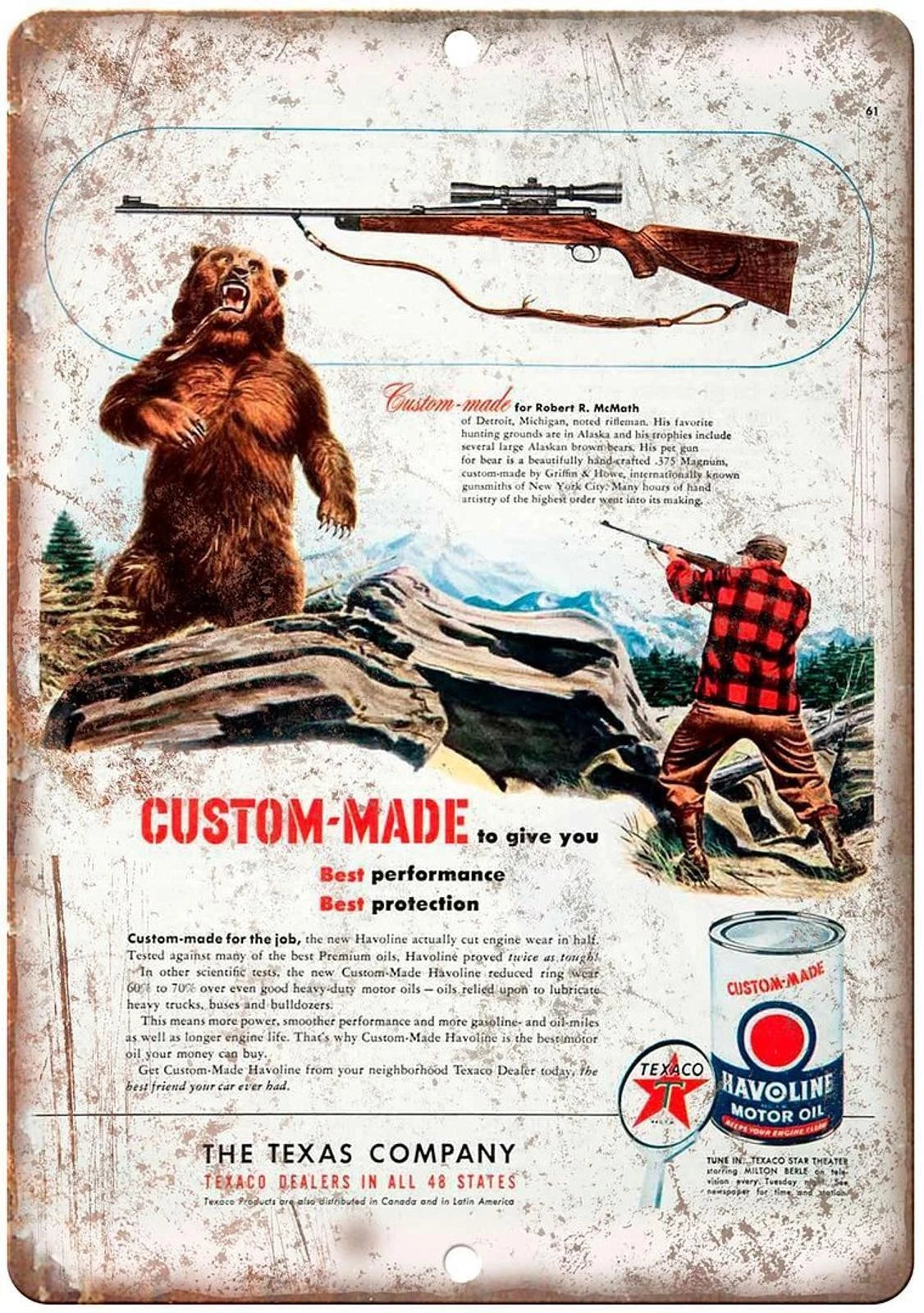 Vintage Motor Oil Texaco Made Funny Custom Aluminum Sign — product artwork