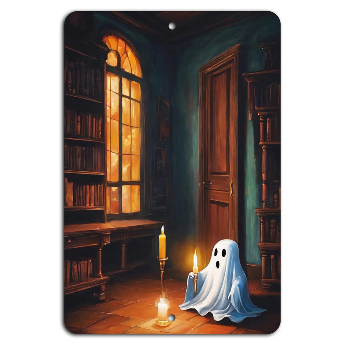 Haunted Library Gothic Vintage Aluminum Sign — product artwork
