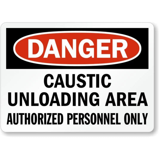 Caustic Unloading Area Danger Aluminum Sign — product artwork