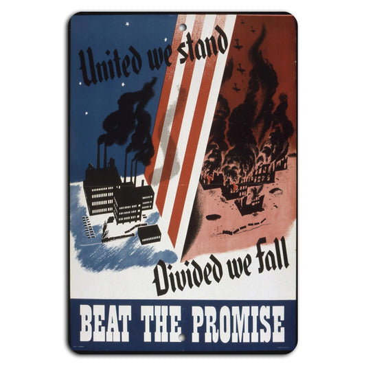 Inspirational United We Stand Patriotic Bold Aluminum Sign — product artwork