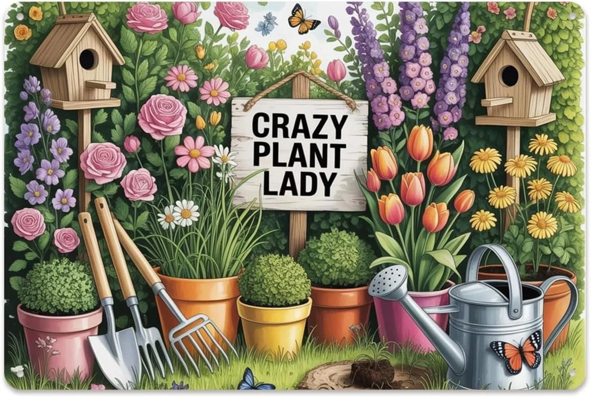 Gardening Funny Vintage Flowers Aluminum Sign — product artwork